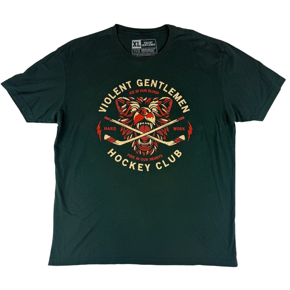 Violent Gentlemen Hockey Club T-Shirt Mens XL Green Bear Graphic Short Sleeve
